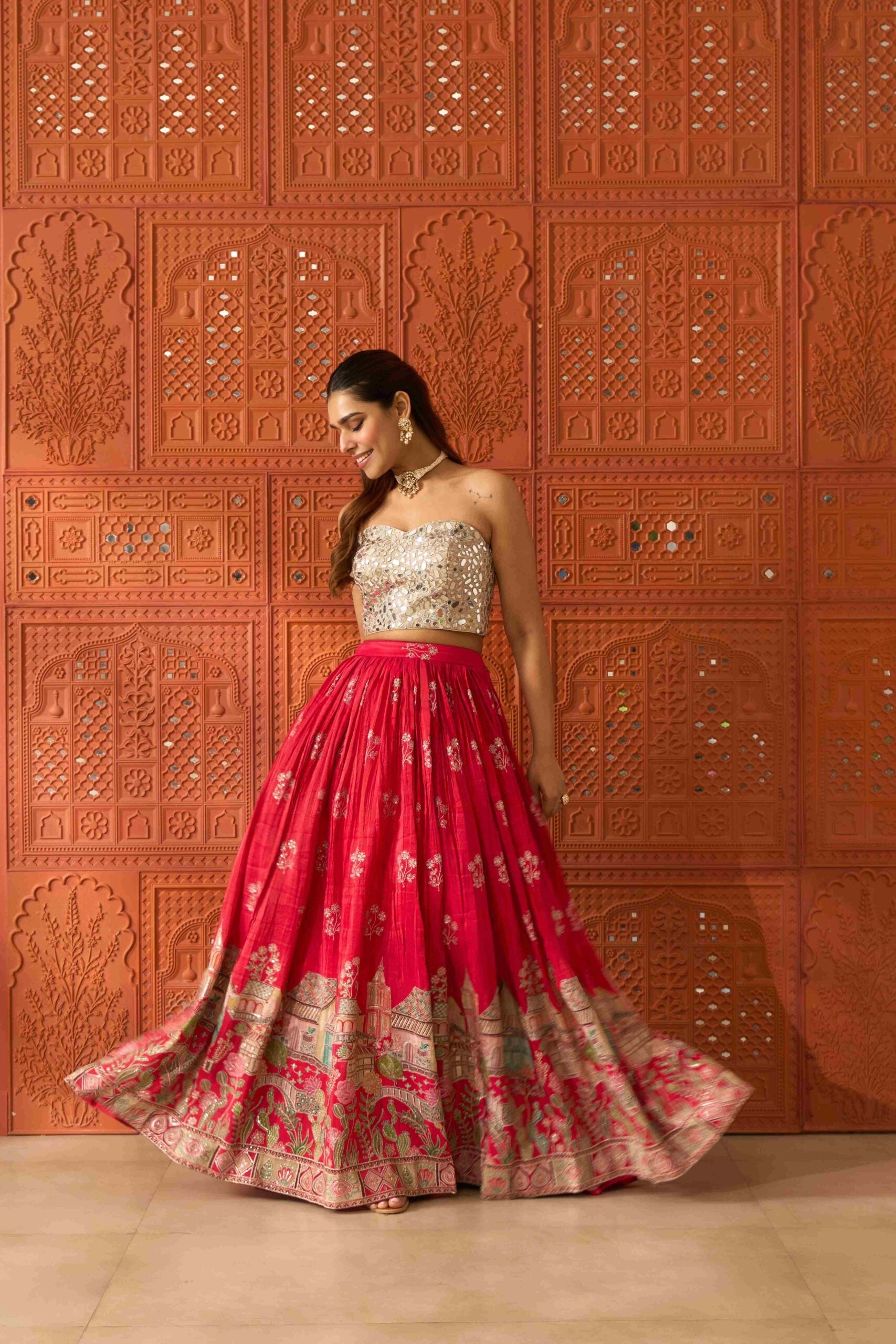 Sheesh Mahal Pink Skirt Set