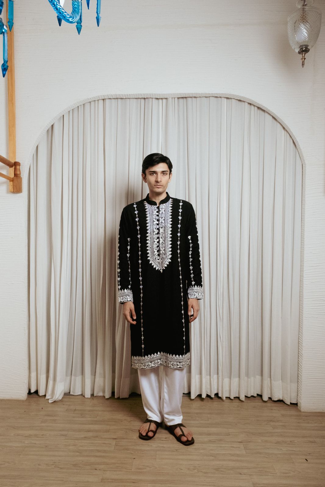 Black embroidered kurta set