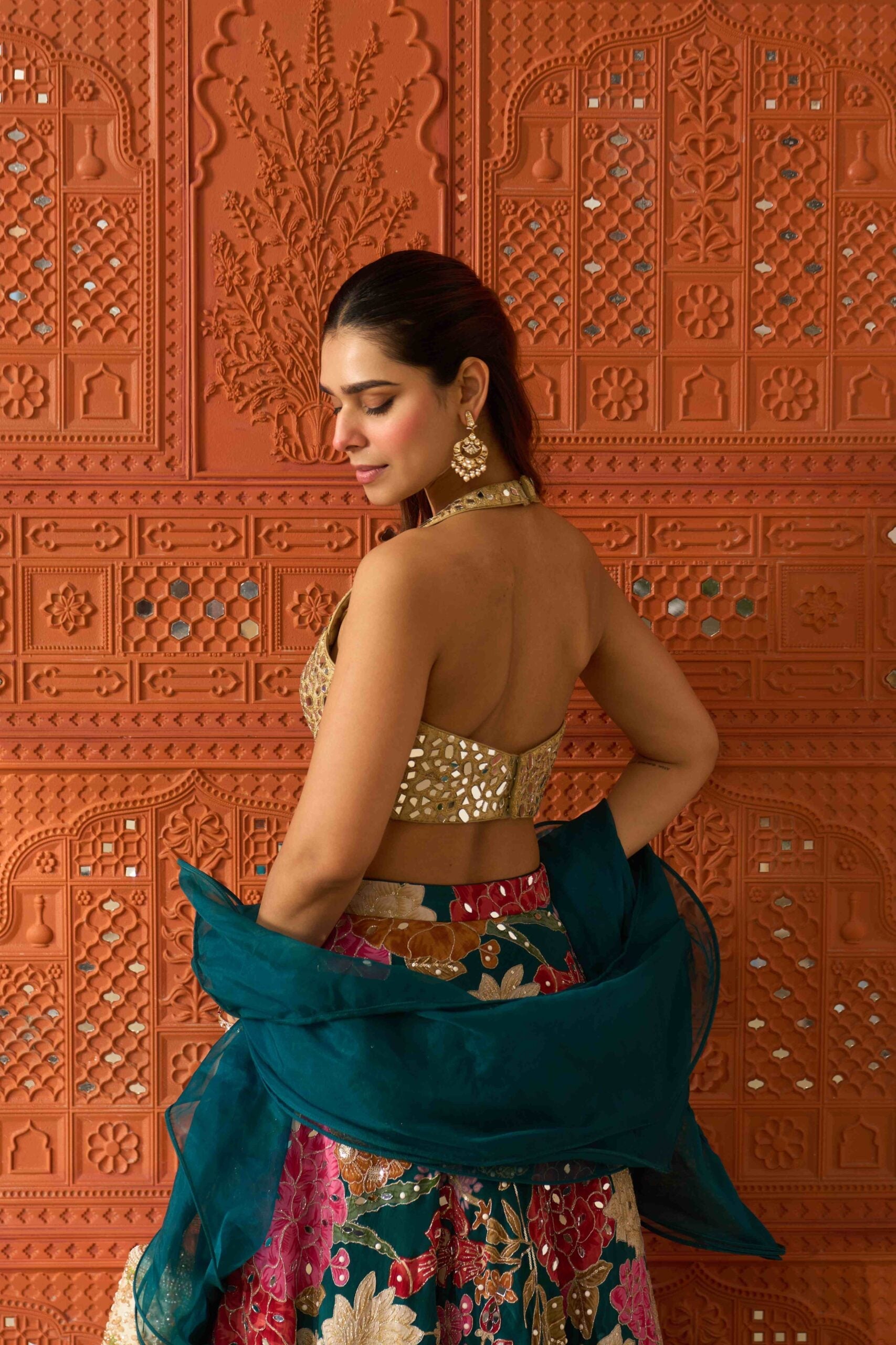 Malika Midnight Green Lehenga Set