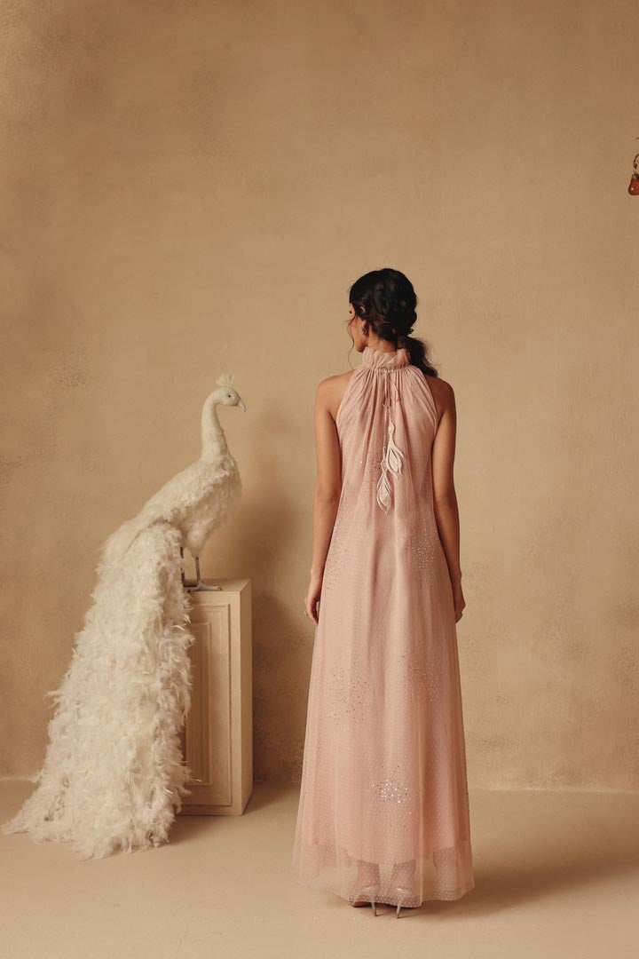 Pink Flowy Peacock Dress