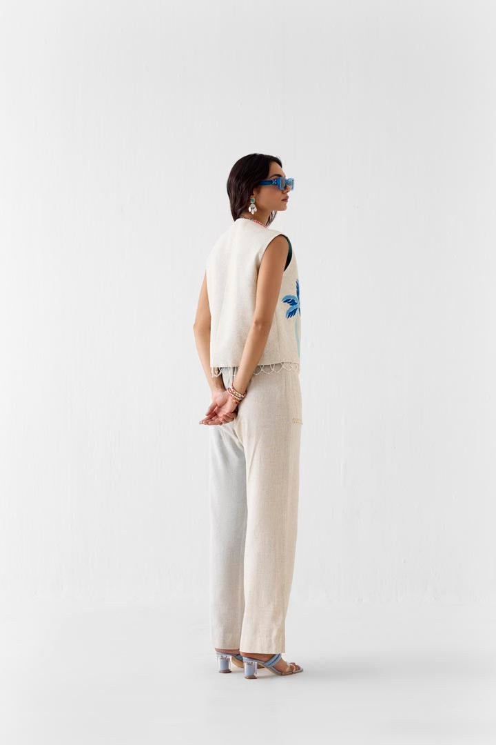 Matka Viscose Linen Vest and Trousers Co-ord - Luxury Jaipur Style