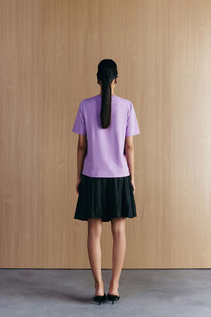 PLEATED DENIM SKIRT