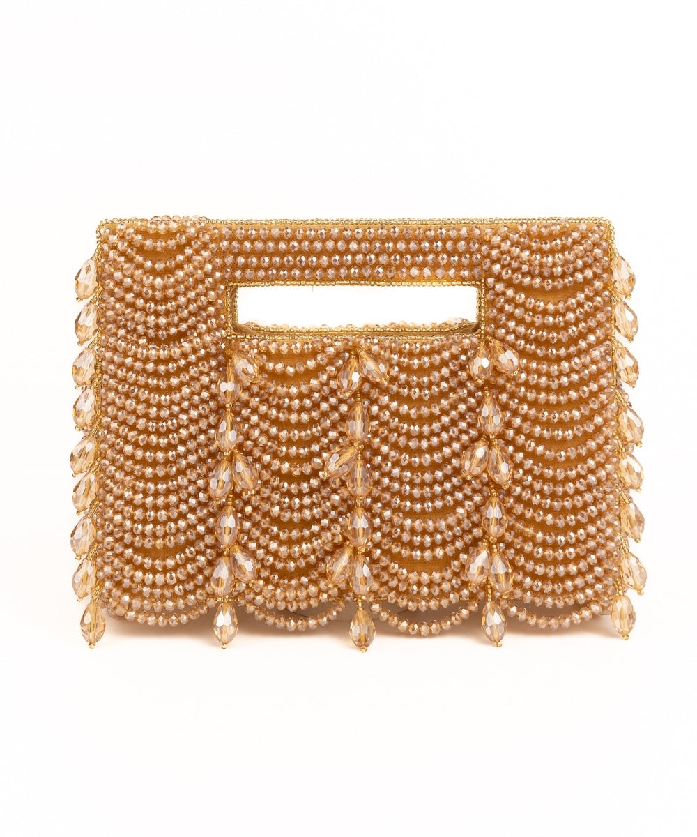 Amyra Gold Suede Handcrafted Clutch