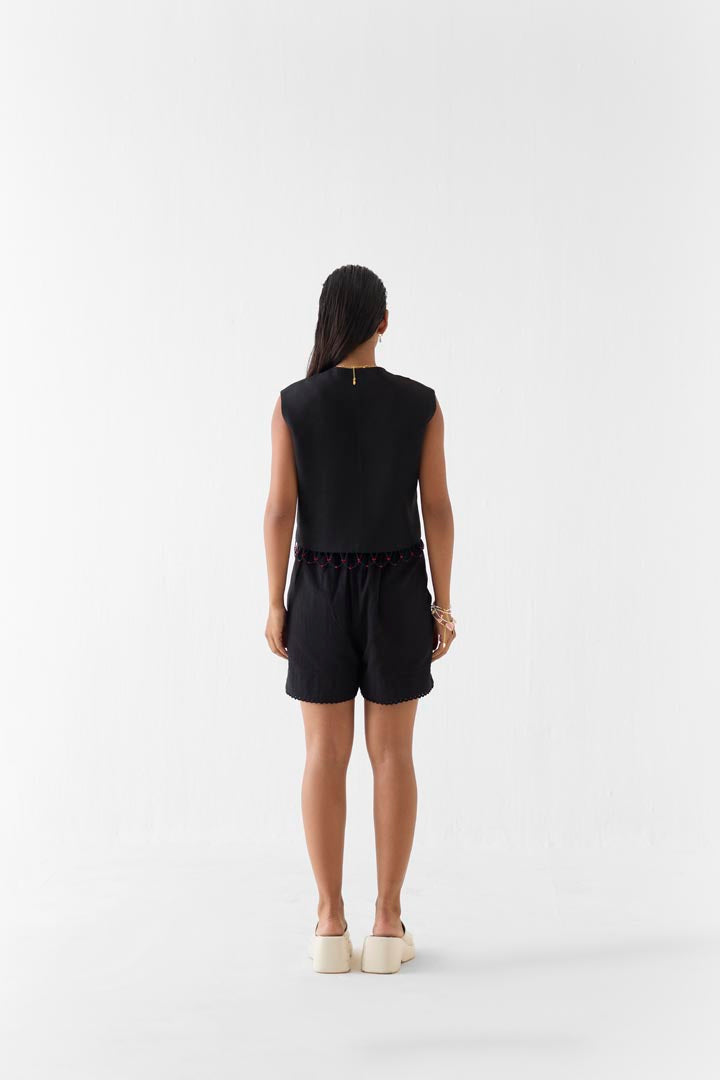 Sahara Night Paisley Embroidered Vest and Shorts Co-ord Set