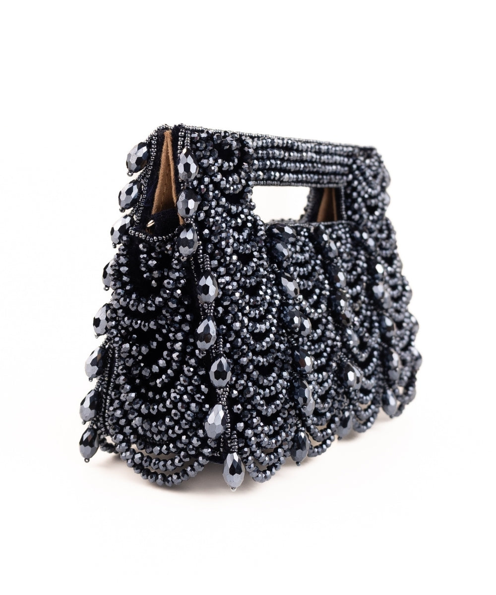 Amyra Navy Blue Suede Handcrafted Clutch
