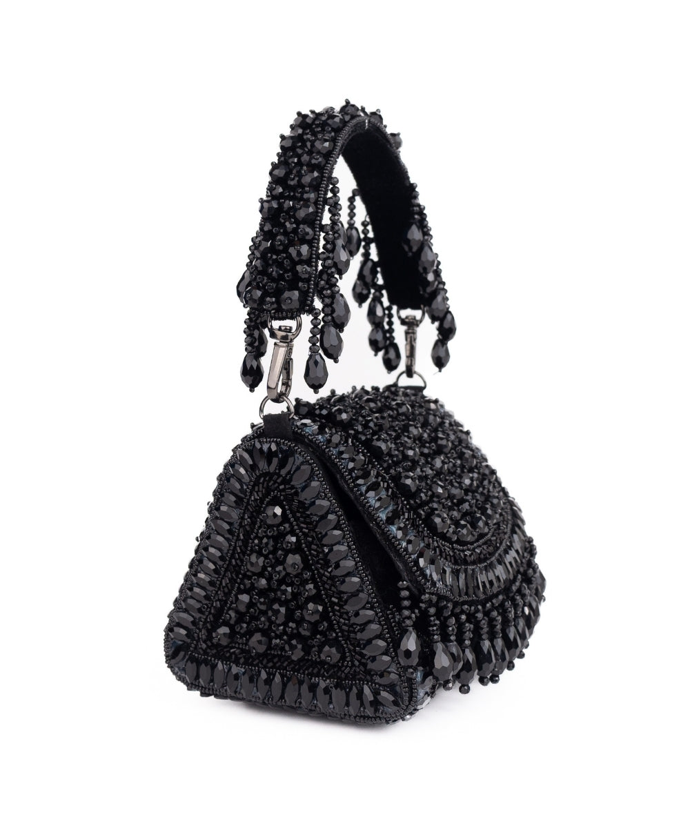 Josy Black Suede Embellished Mini Bag
