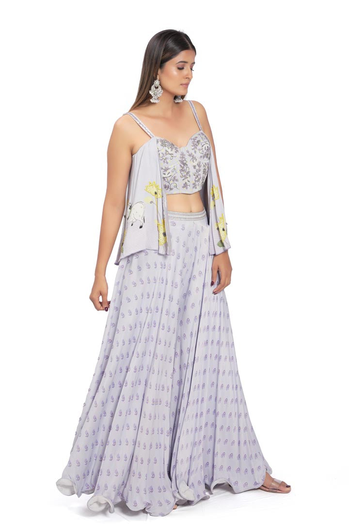 Lilac Printed Palazzo Pant Set