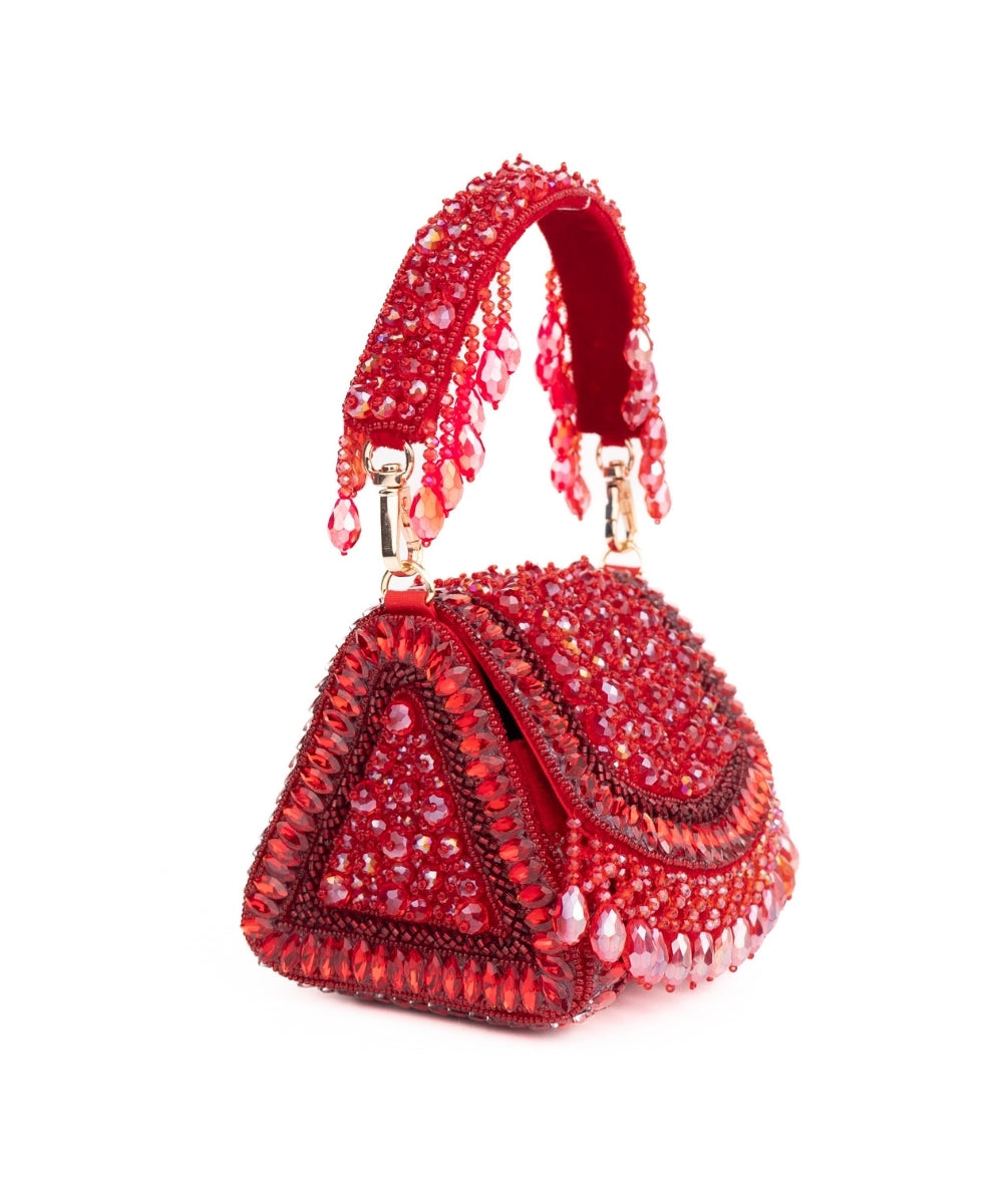 Josy Red Suede Embellished Mini Bag