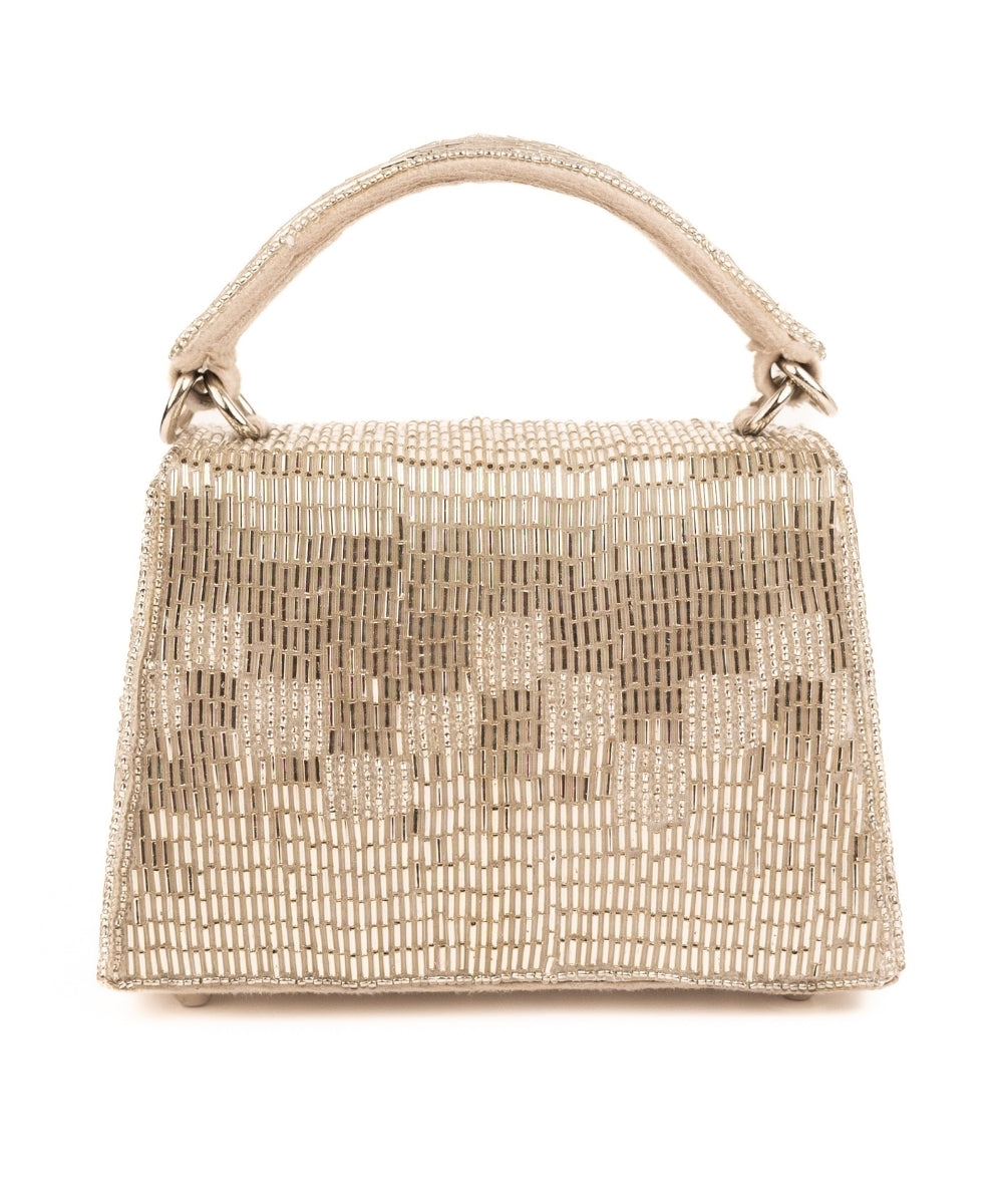 Bushra Silver Suede Handcrafted Box Bag