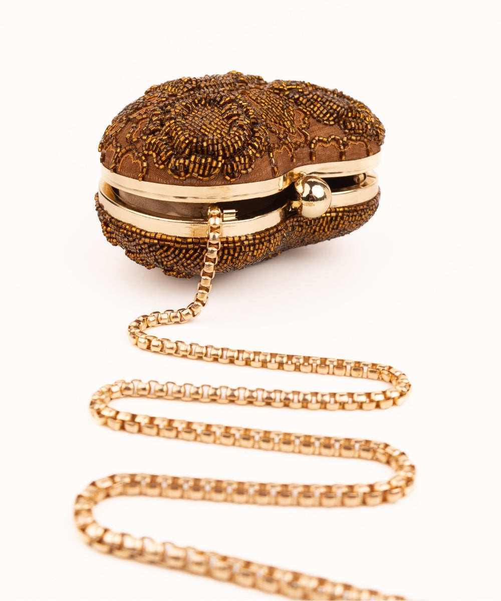 Cora Copper Suede Embellished Heart Bag