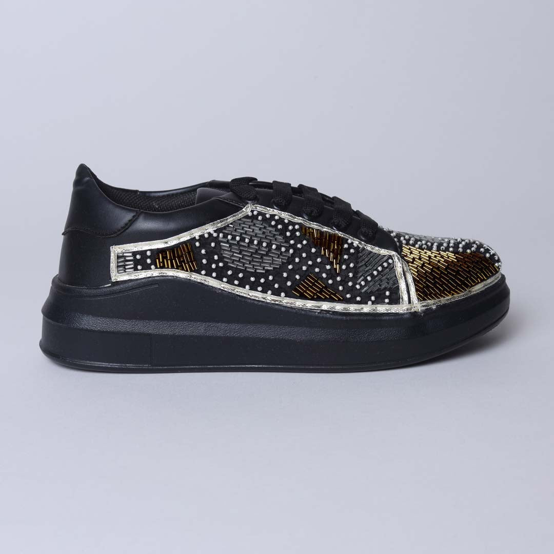 Black Metal Foliage Sneakers