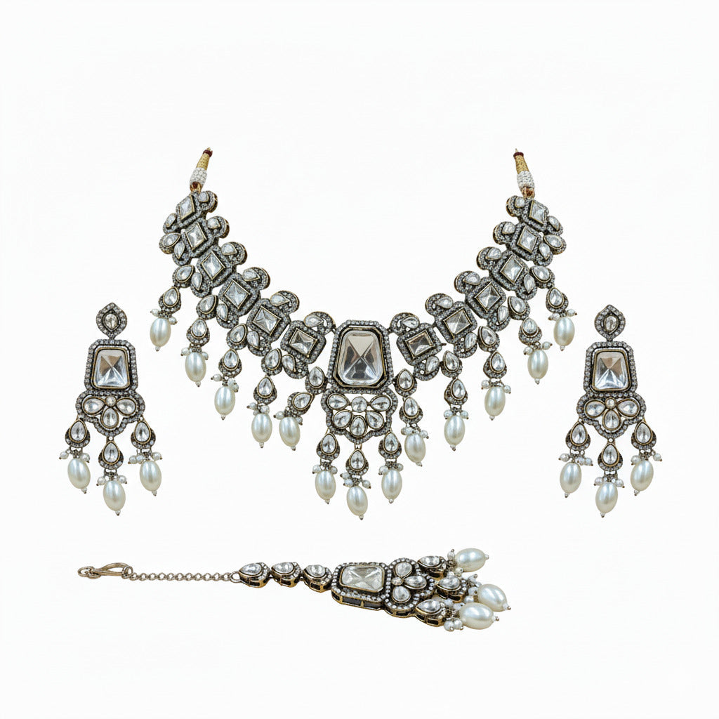 Pearl Choker Set with Maang Tikka