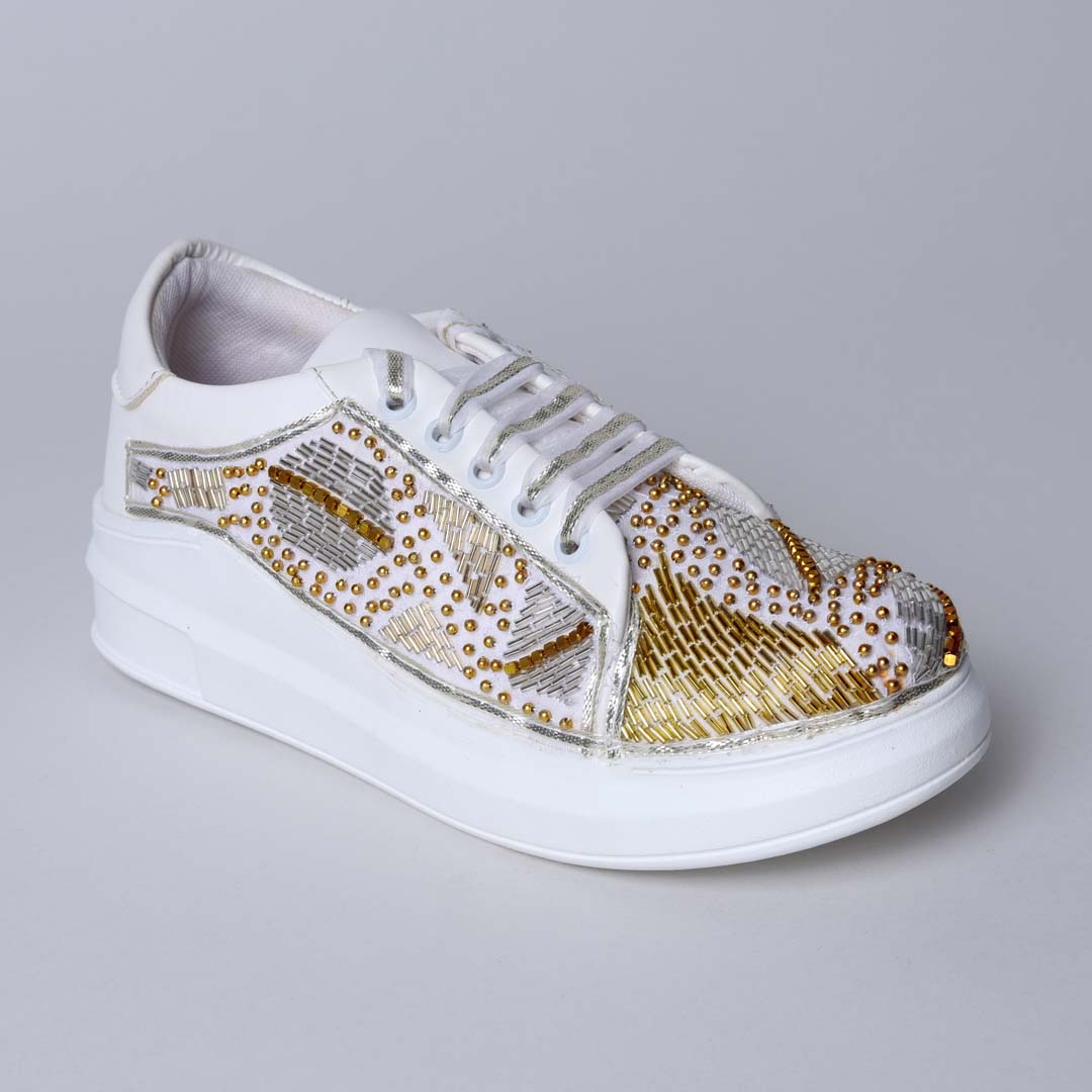 White Metal Foliage Sneakers