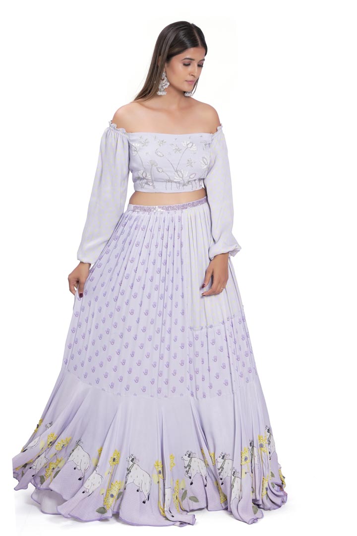 Lilac Kadakara Printed Skirt Set