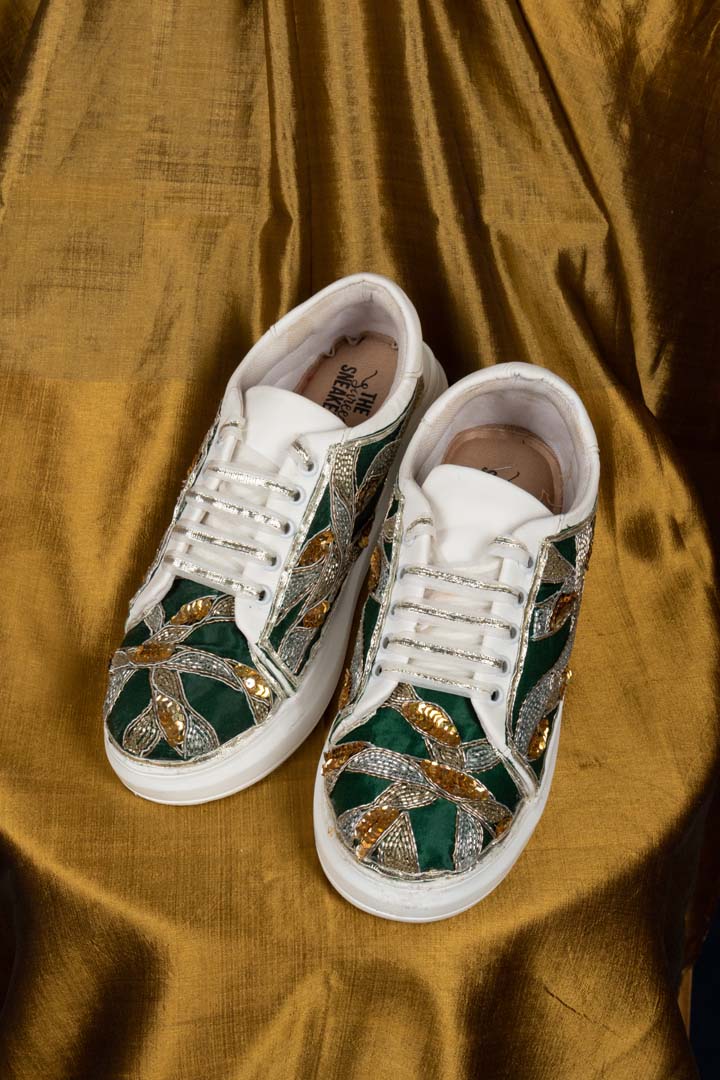 Green Metalic Mesh Sneakers