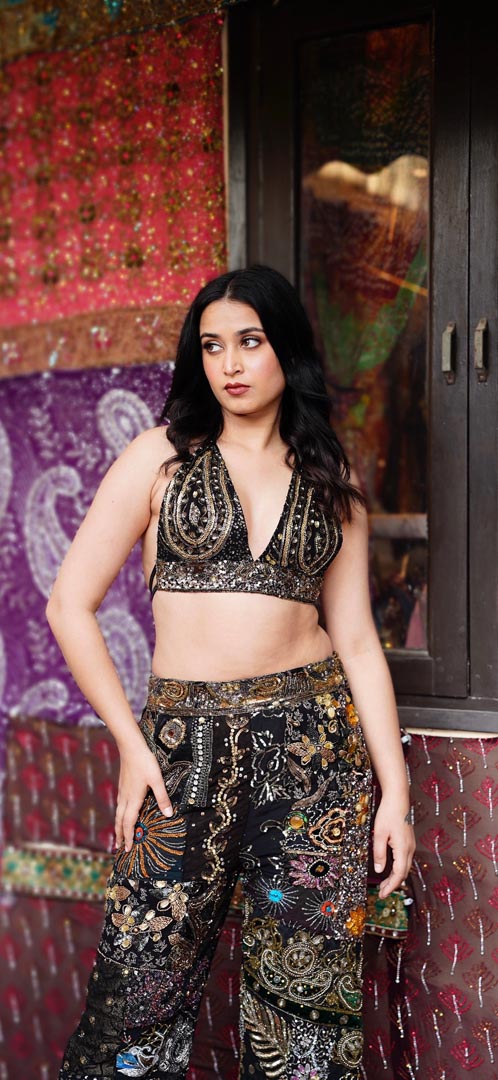 Aarzoo Embellished Pant and Top Set - Luxury Hand-Embroidered Co-ord