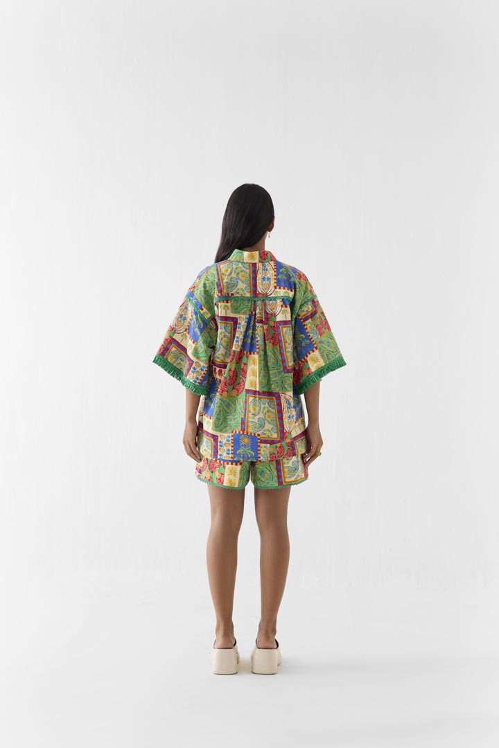 Johari Cotton Patchwork Print Shirt and Shorts Co-ord Set