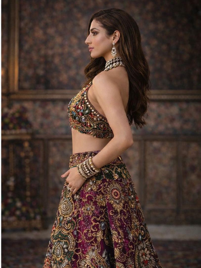 Maroon Handcrafted A-Line Skirt Set for Sangeet & Weddings