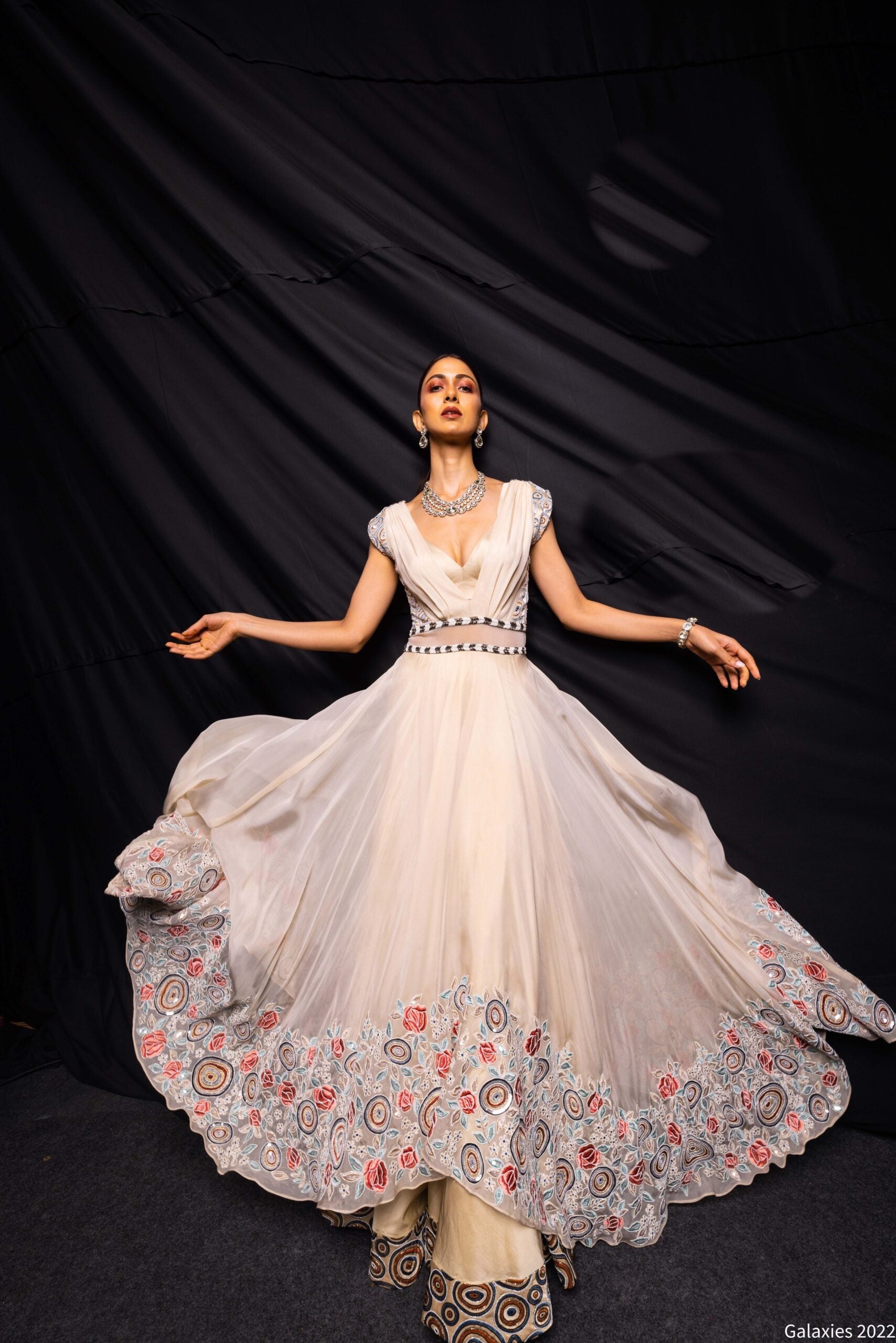 STARLA COWL NECK DOUBLE LAYERED GOWN