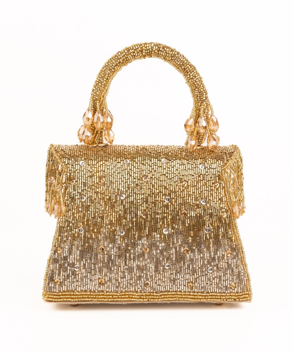 Mabel Gold & Silver Suede Handcrafted Box Bag