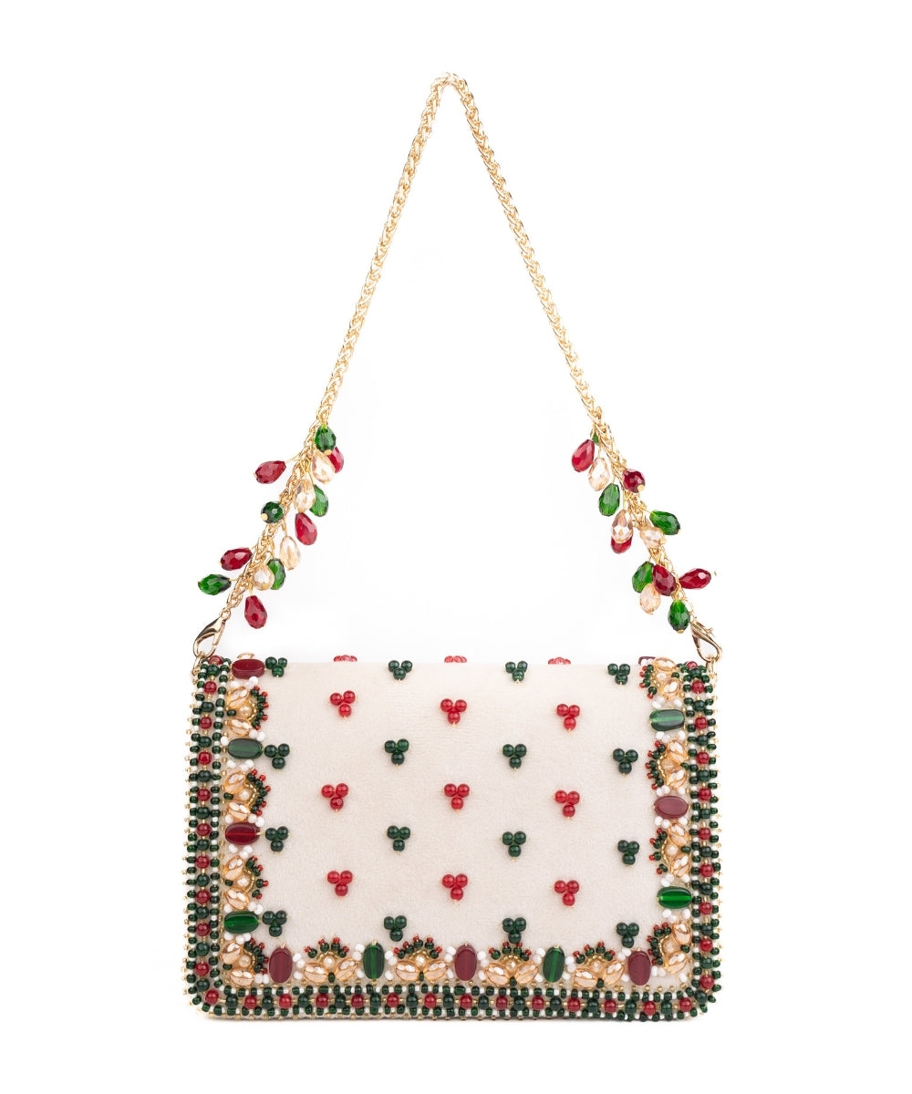 Noori Multicolor Suede Embellished Clutch