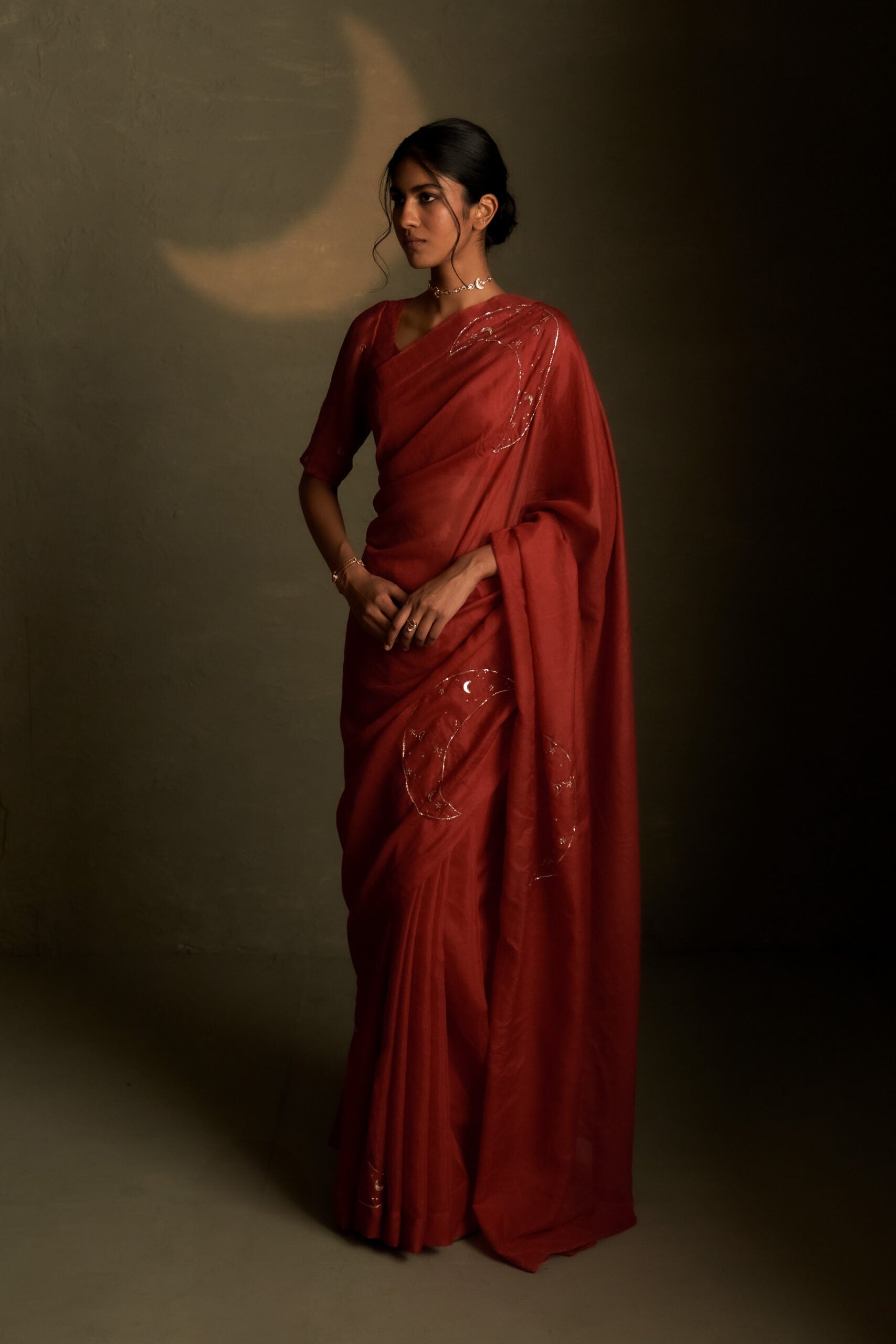 Chaand Saree with Sleeve Blouse