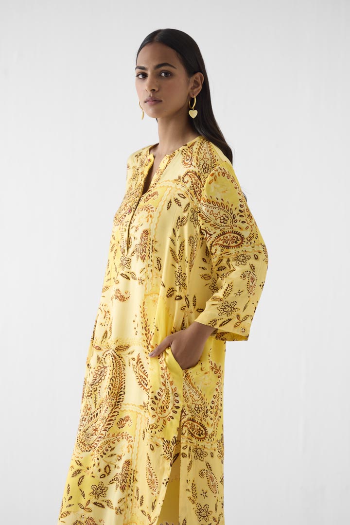 Ambi Printed Vegan Silk Kurta & Pants Set - Jaipur Heritage Co-ord
