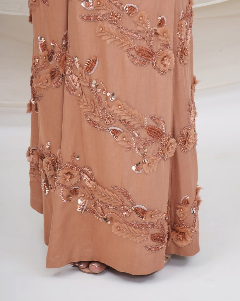 Bronze Sequin cami with jacket and flared trousers