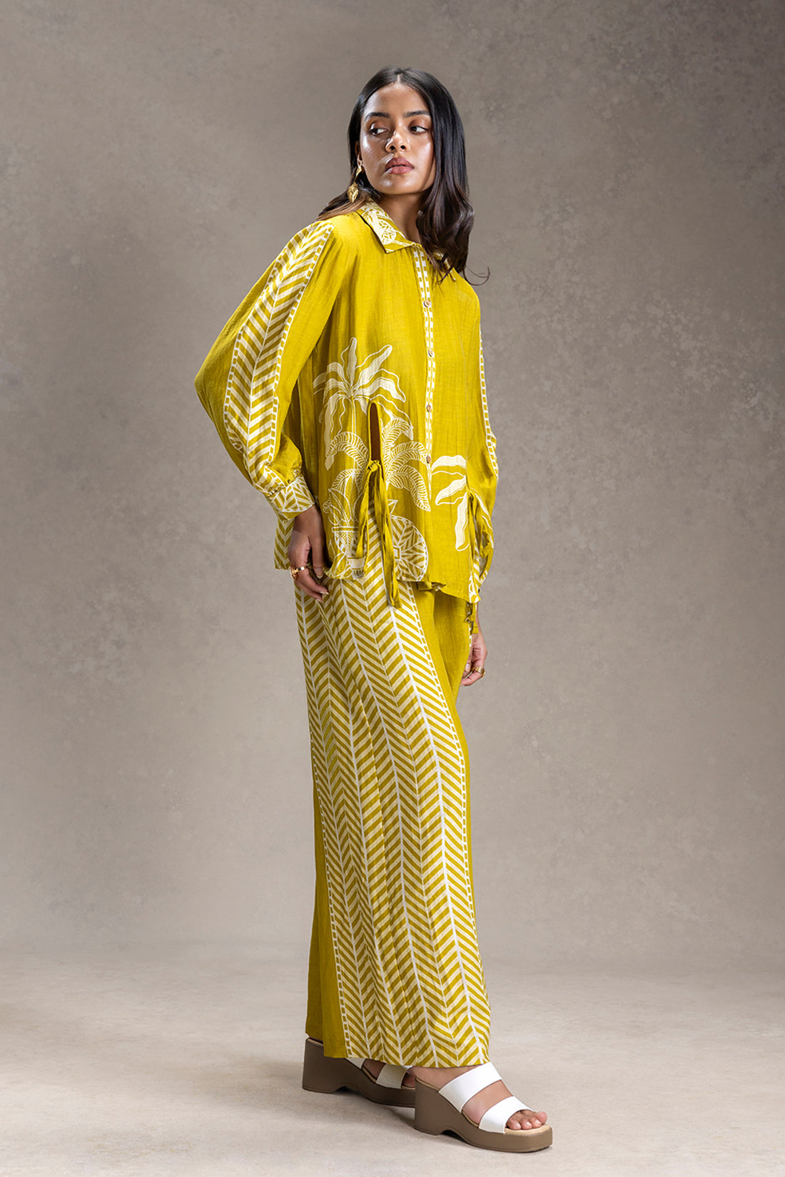 mustard Kyomi Printed Tunic Set