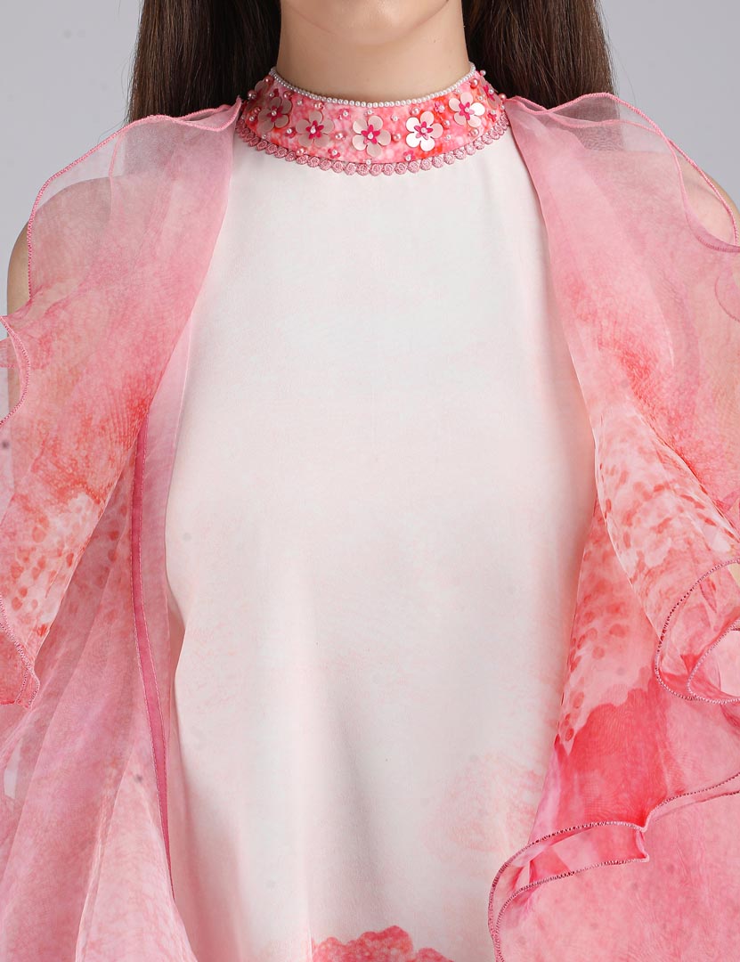 Petals Peach Placement Short Dress