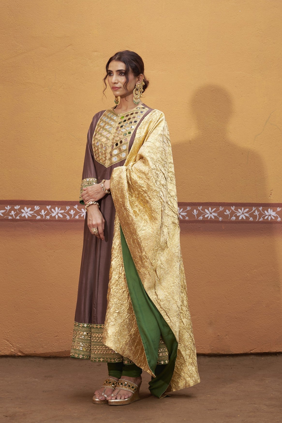 Anarkali with embroidered border and yoke