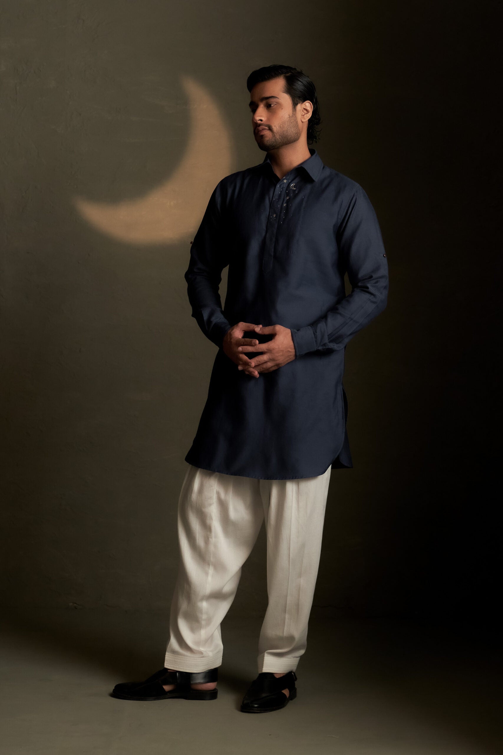 Blue Dusk Pathani Kurta Set