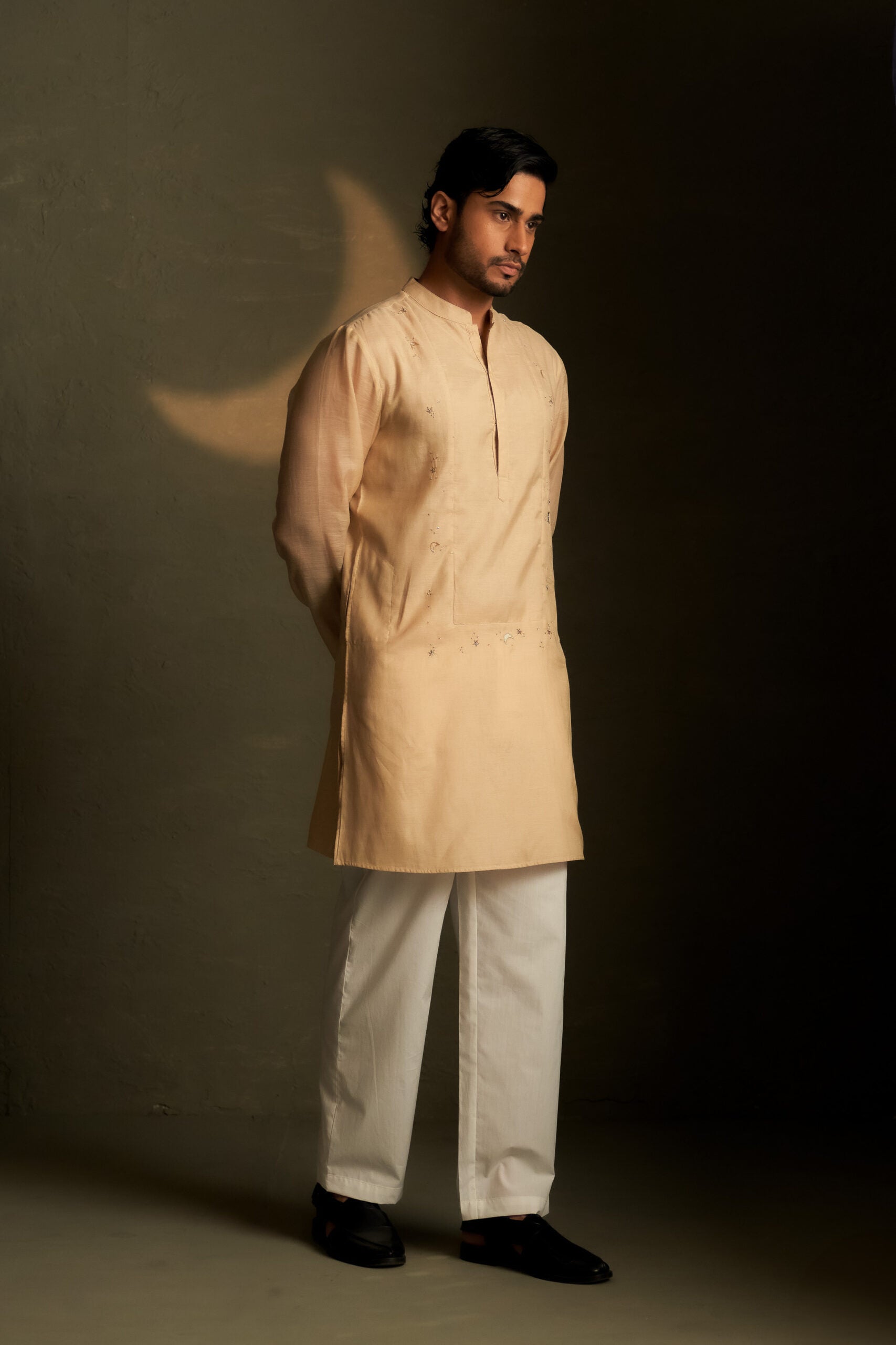 Beige Long Open Jacket