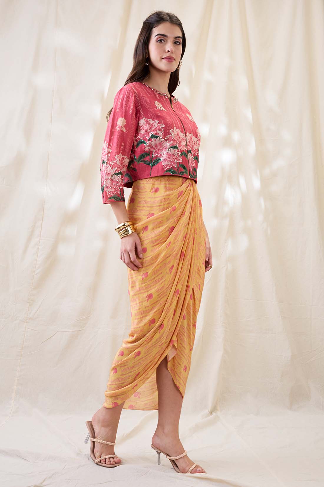 Ravya embellished drape dress set SP4618