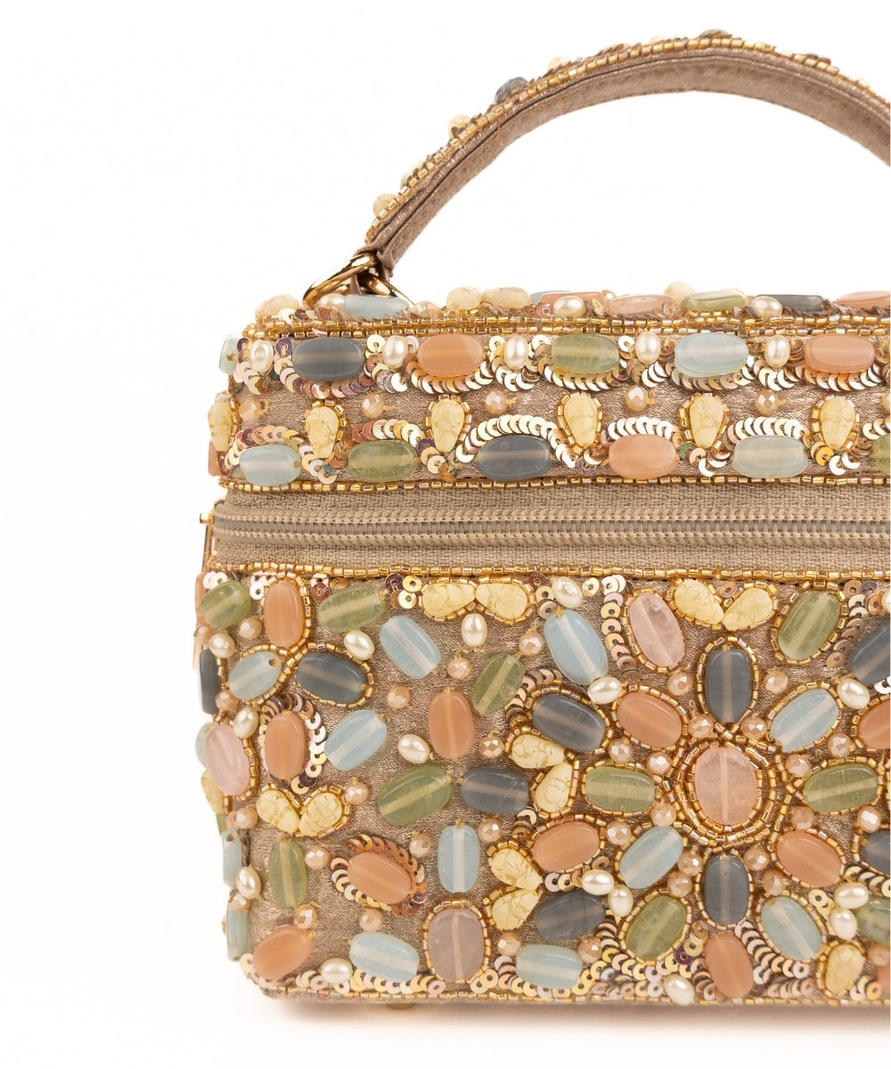 Abia Pastel Georgette Embellished Vanity Bag