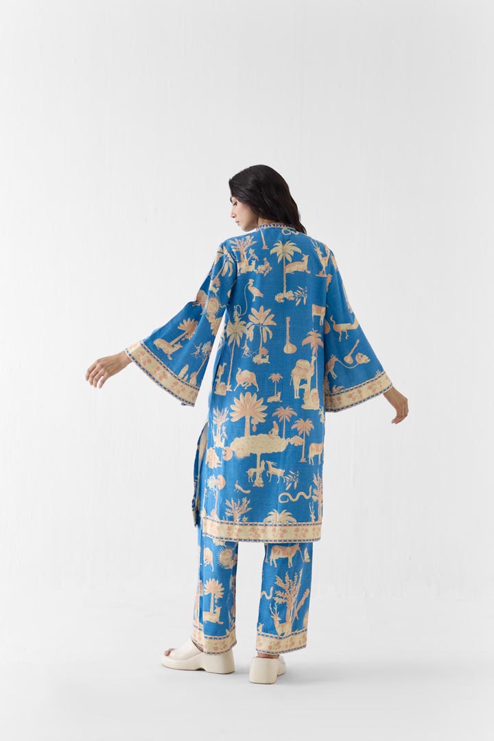 Jaipur Print Viscose Linen Kurta and Pants Co-ord Set for Women