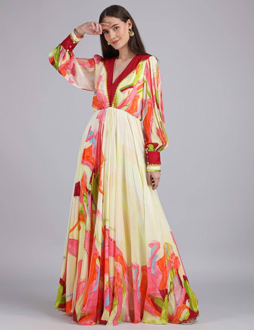 Linear lime summer placement Dress