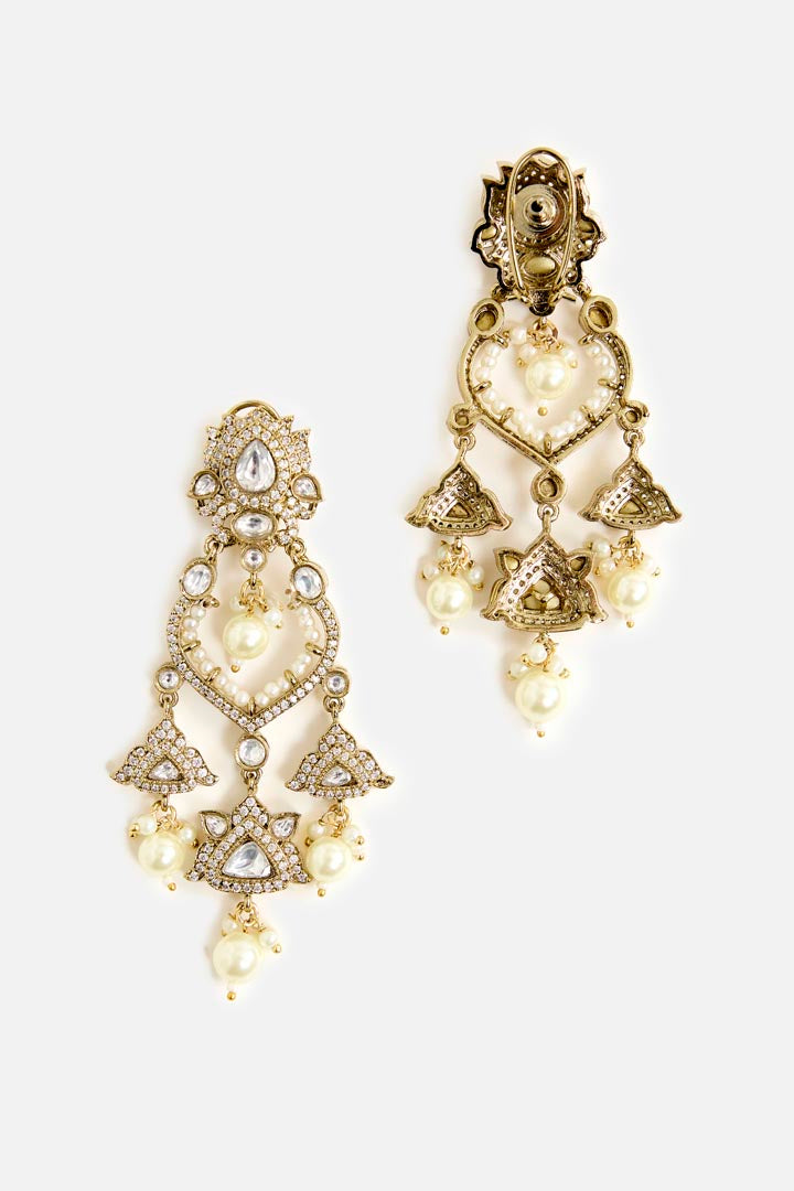 Gold Floral Dangler Earrings