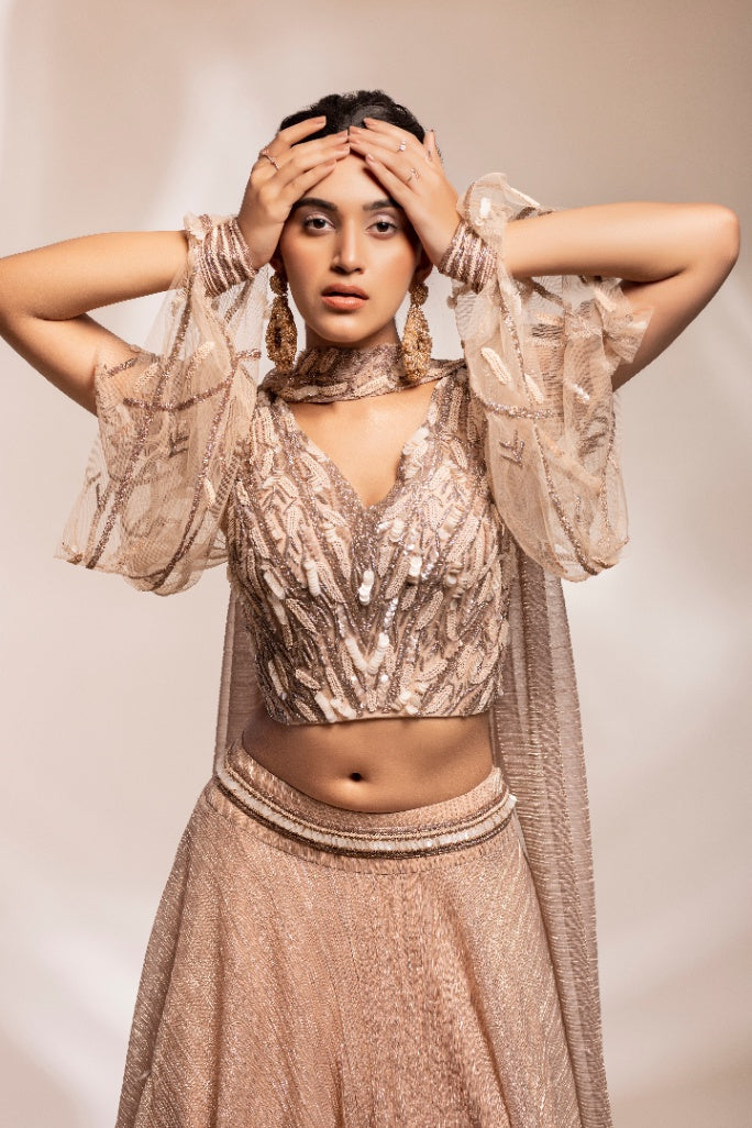 fusion corset structured blouse and skirt with scarf