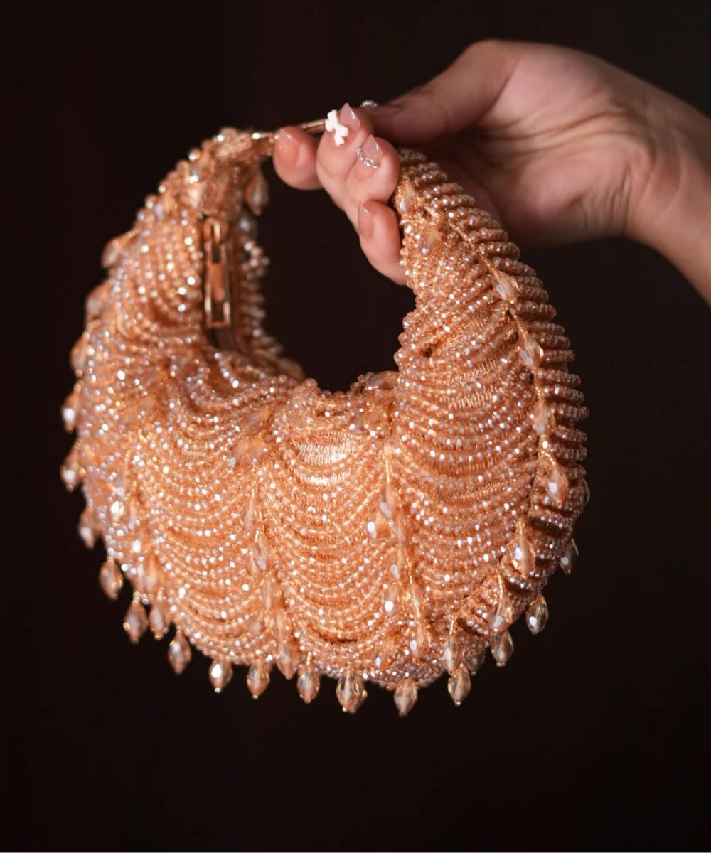 Liona Gold Georgette Embellished Hobo Bag