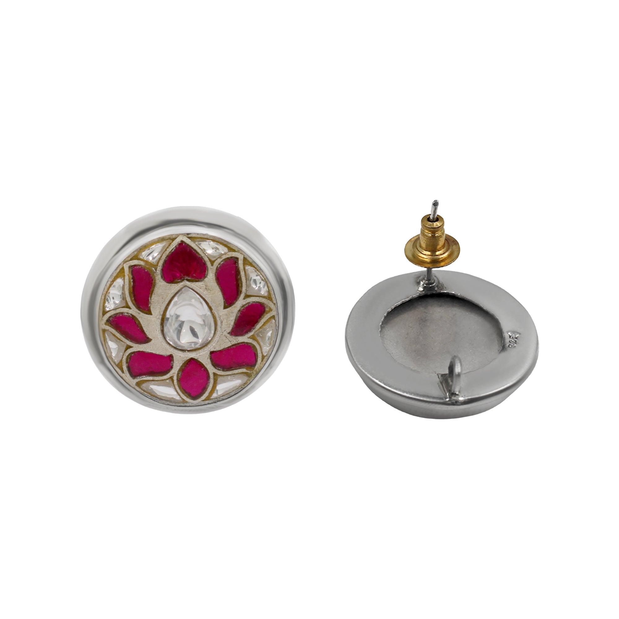 Sangeeta Boochra Floral Kundan Silver Studs