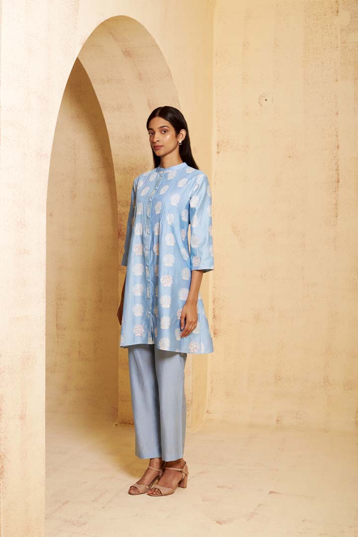 Hand Embroidered Pintuck kurti with pant