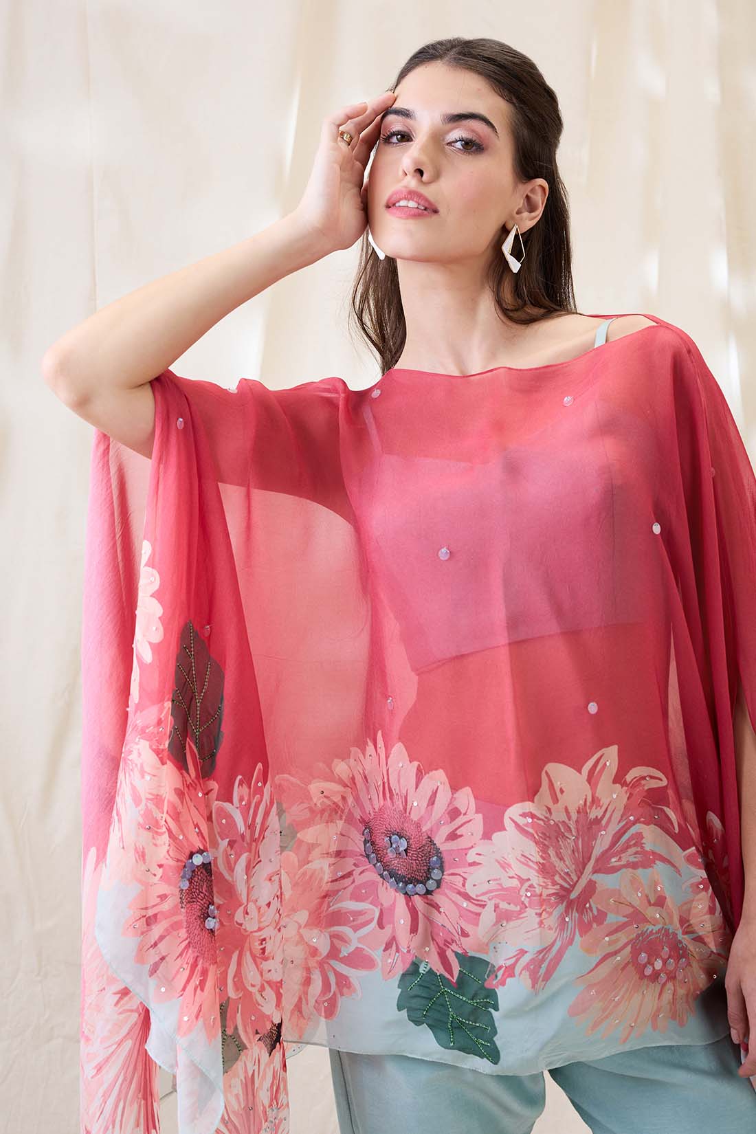 Ravya co-ord set with embellished cape SP4633