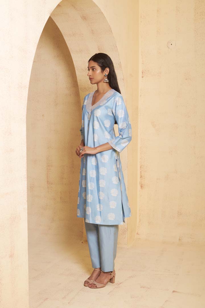 Hand Embroidered Marori work Kurta with pant