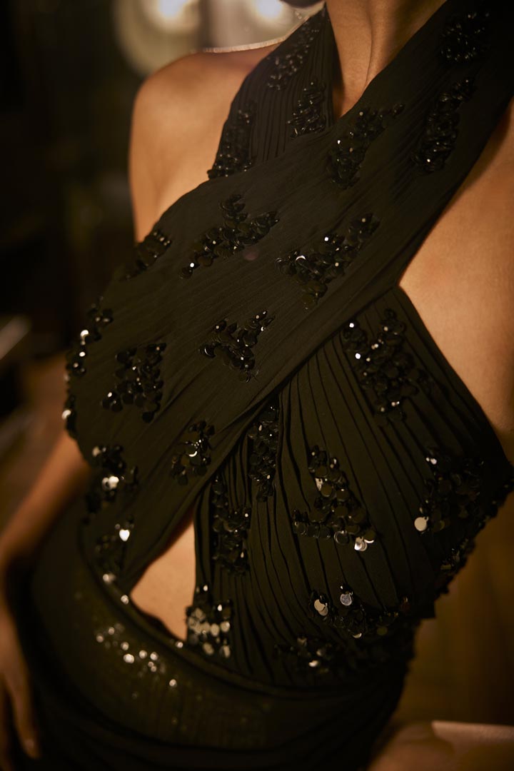 Halter ombré drape gown