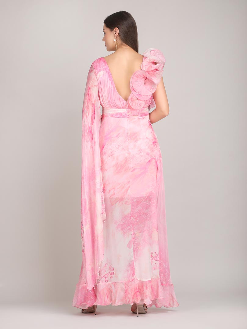 Cotton Clould Self Texture Printed  Corsage Dress