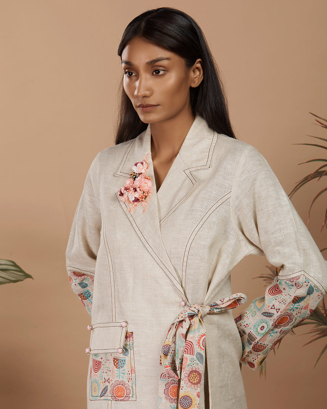 Nirvi pastel beige trench coat