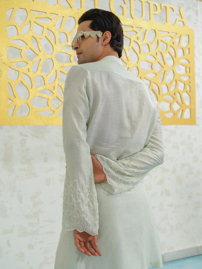 Mint Cutwork Hexa kurta set
