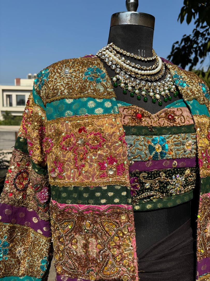Shahi Andaaz Handcrafted Overcoat & Bustier - Luxury Ethnic Ensemble