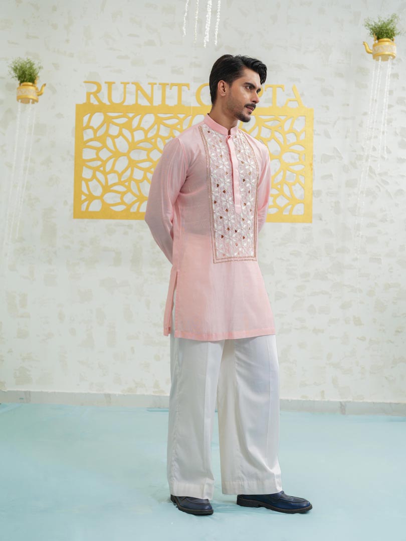 Pink cutwork Kurta set